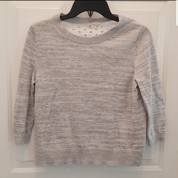 GAP Eyelet Gray & White Sweater - Women's Size SP - Picture 2 of 2